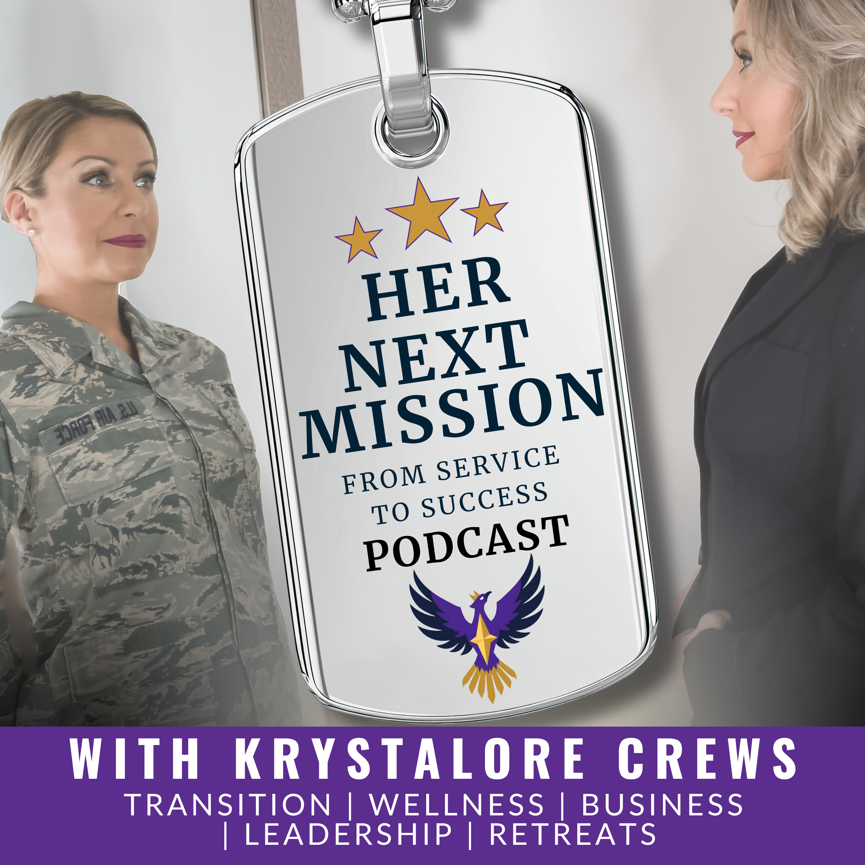 HER NEXT MISSION podcast cover — From Service to Success with Krystalore Crews