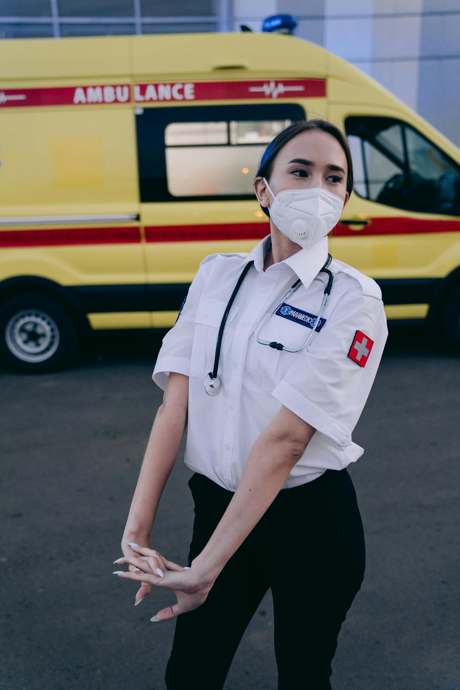 Female paramedic in uniform