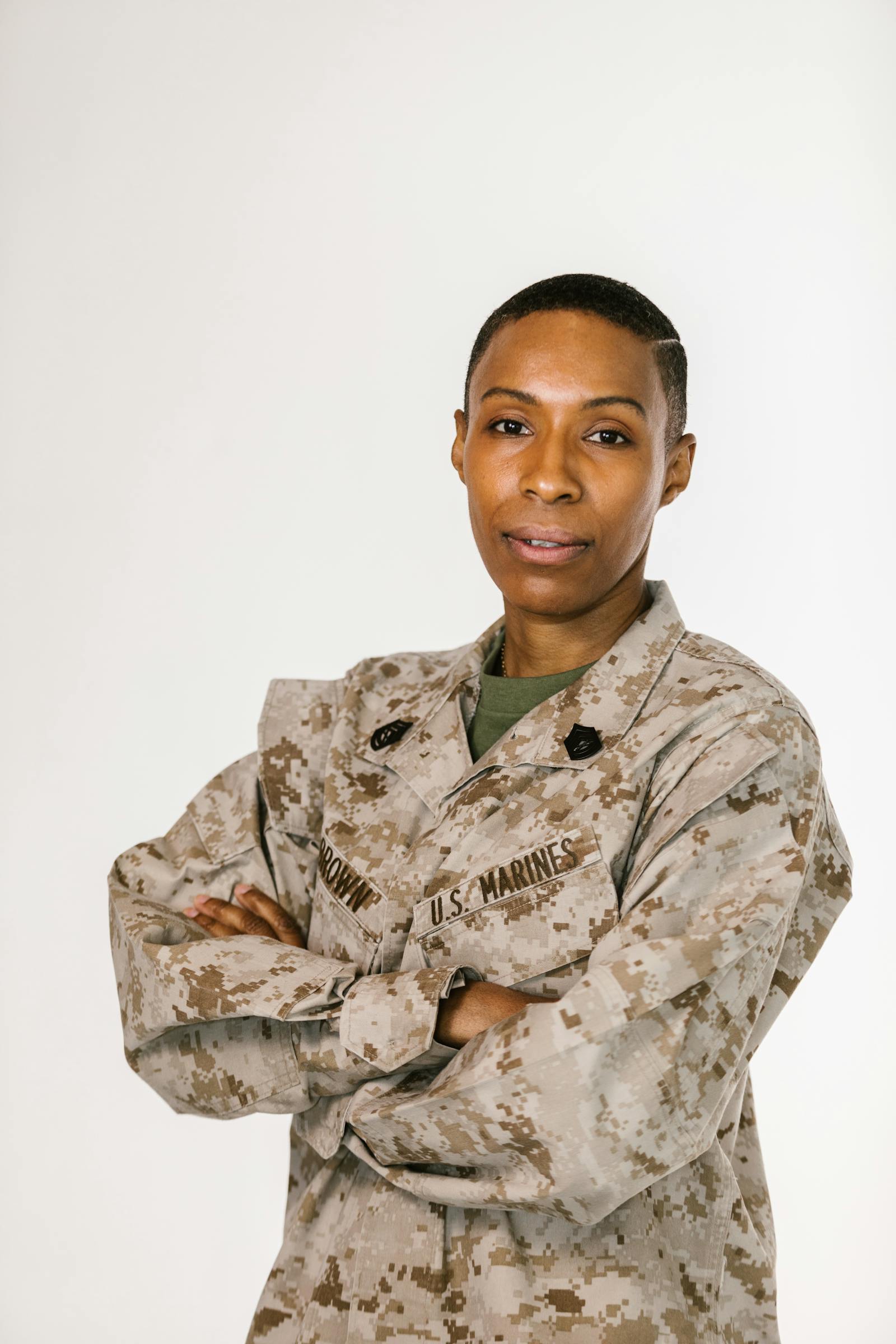 Black woman in Marines uniform